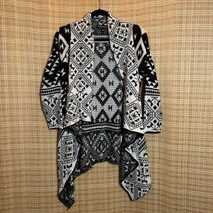 Ashley Blue black and white long cardigan sweater